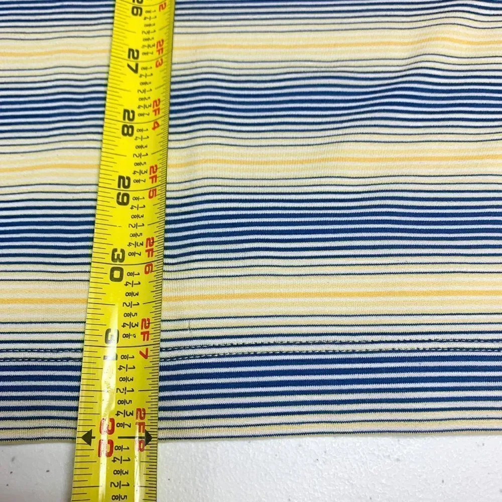 Nike Golf Polo Shirt Mens Large Yellow Blue Dri Fit UV Golfer Rugby Outdoor Camp